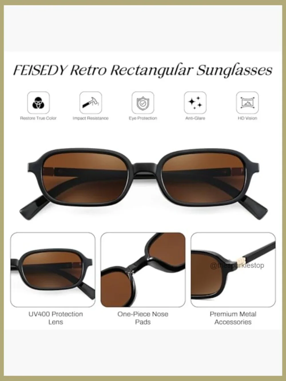 Retro Rectangular Sunglasses for Women Men 90s Small Vintage Fashion Square - Picture 4 of 6